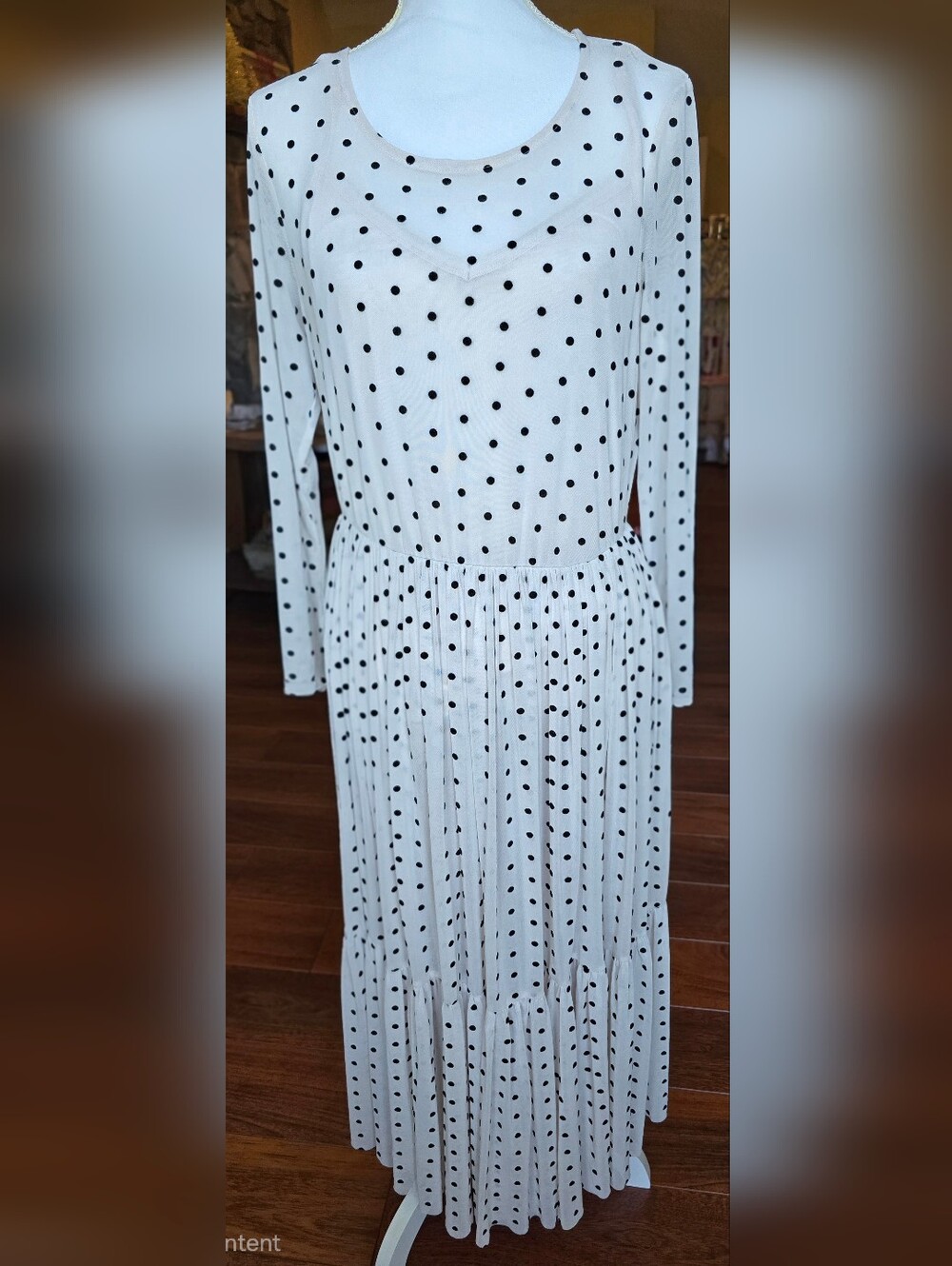 Torrid White and Black Polka Dot Long Sleeve Maxi Dress